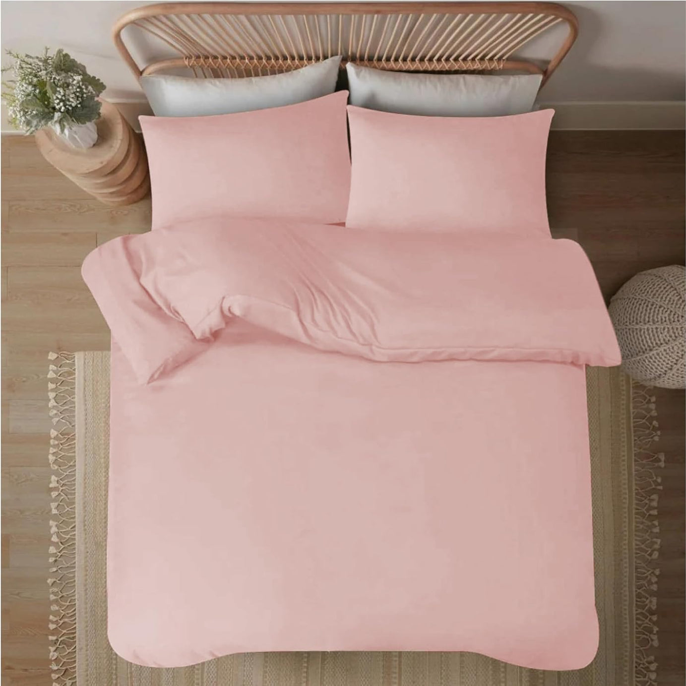 funky gadgets King Size Duvet Cover Sets Blush PInk - Soft Brushed Microfiber Plain Dyed Duvet Cover Sets with Pillow Cases- Bedding Quilt Cover Set.