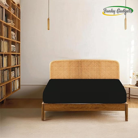 Funky Gadgets  Fitted Sheets Black Extra Deep Pocket (40cm) 90 GSM Brushed Microfiber Fitted Sheet