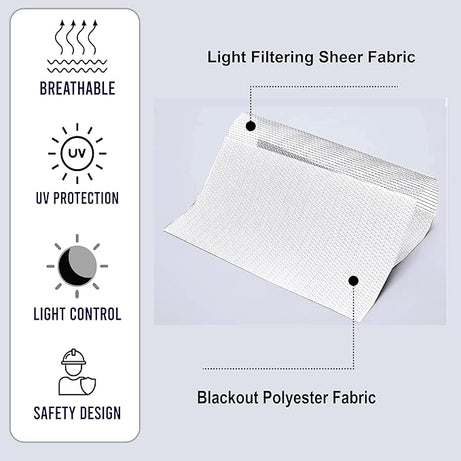 Funky Gadgets White Day Night Blinds Double Layer Sheer Fabric blinds Windows Curtains For Bedroom Easy Fit Drilling & No Drilling Opaque Shades Zebra Roller Blinds