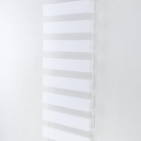 Funky Gadgets White Day Night Blinds Double Layer Sheer Fabric blinds Windows Curtains For Bedroom Easy Fit Drilling & No Drilling Opaque Shades Zebra Roller Blinds