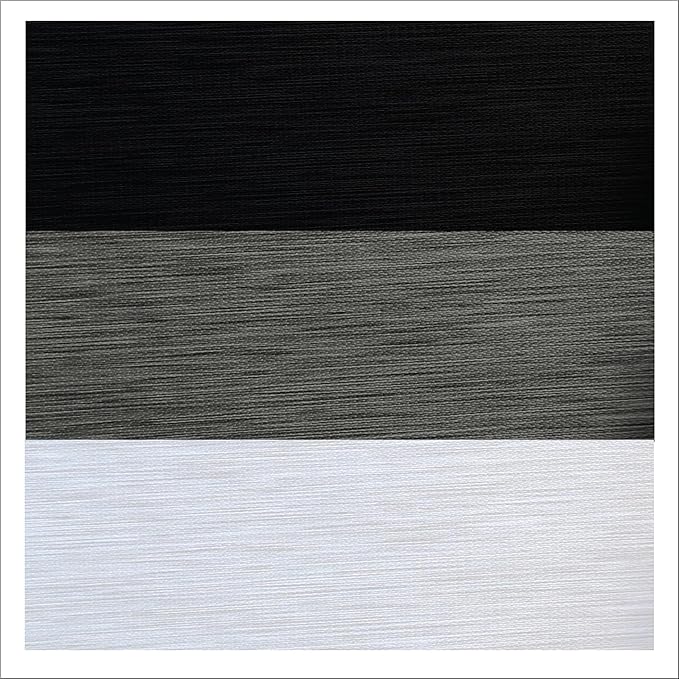 Funky Gadgets Black Day Night Blinds Double Layer Sheer Fabric blinds Windows Curtains For Bedroom Easy Fit Drilling & No Drilling Opaque Shades Zebra Roller Blinds