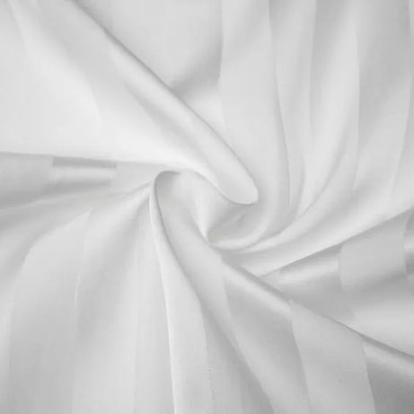 Microfiber Satin Stripe Duvet Cover Set Luxury Hotel Bedding Sets with Pillowcases Breathable Ultra Soft Reversible - White