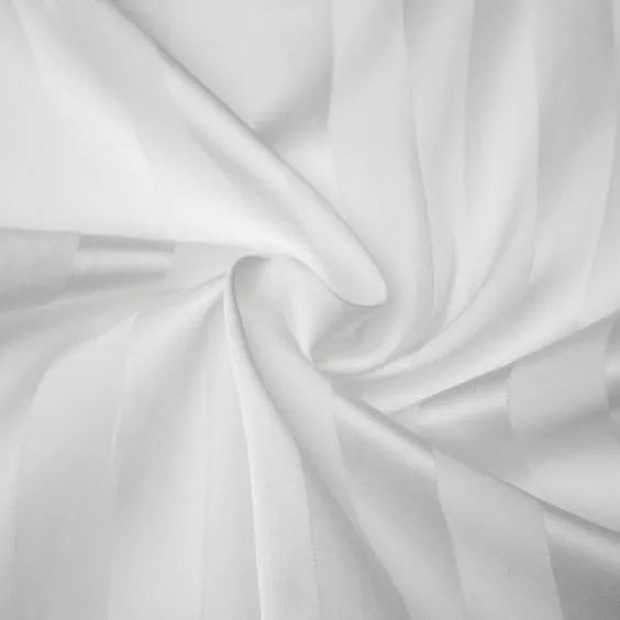 Microfiber Satin Stripe Duvet Cover Set Luxury Hotel Bedding Sets with Pillowcases Breathable Ultra Soft Reversible - White