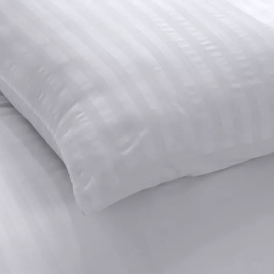 Microfiber Satin Stripe Duvet Cover Set Luxury Hotel Bedding Sets with Pillowcases Breathable Ultra Soft Reversible - White