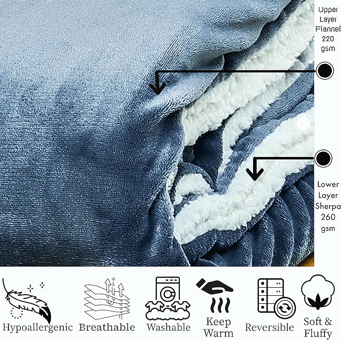 Funky gadgets Sherpa Fleece Charcoal Blanket Bed Throws Blankets For Sofas Fluffy Soft Thick Warm Blanket- Blanket Throws for Travel