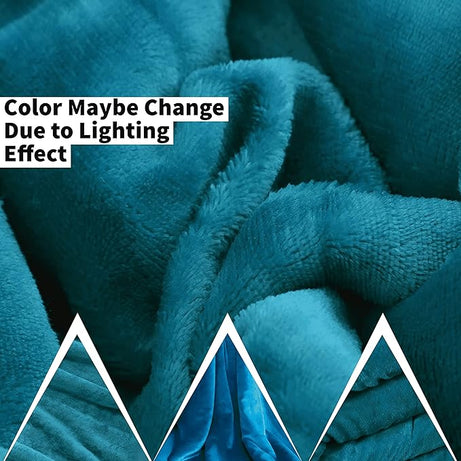Funky gadgets Sherpa Fleece Teal Blue Blanket Bed Throws Blankets For Sofas Fluffy Soft Thick Warm Blanket- Blanket Throws for Travel