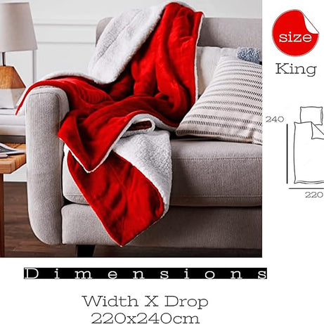 Funky gadgets Sherpa Fleece Red Blanket Bed Throws Blankets For Sofas Fluffy Soft Thick Warm Blanket- Blanket Throws for Travel
