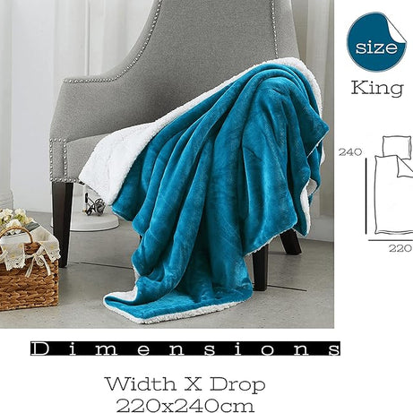Funky gadgets Sherpa Fleece Teal Blue Blanket Bed Throws Blankets For Sofas Fluffy Soft Thick Warm Blanket- Blanket Throws for Travel