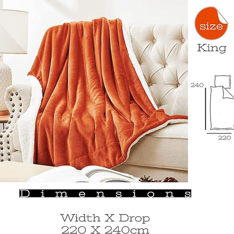 Funky gadgets Sherpa Fleece Orange Blanket Bed Throws Blankets For Sofas Fluffy Soft Thick Warm Blanket- Blanket Throws for Travel