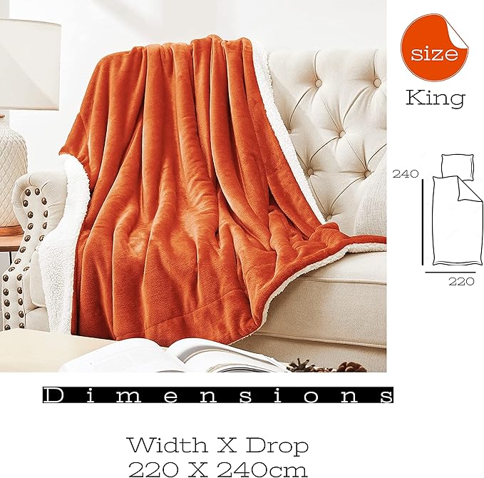 Funky gadgets Sherpa Fleece Orange Blanket Bed Throws Blankets For Sofas Fluffy Soft Thick Warm Blanket- Blanket Throws for Travel