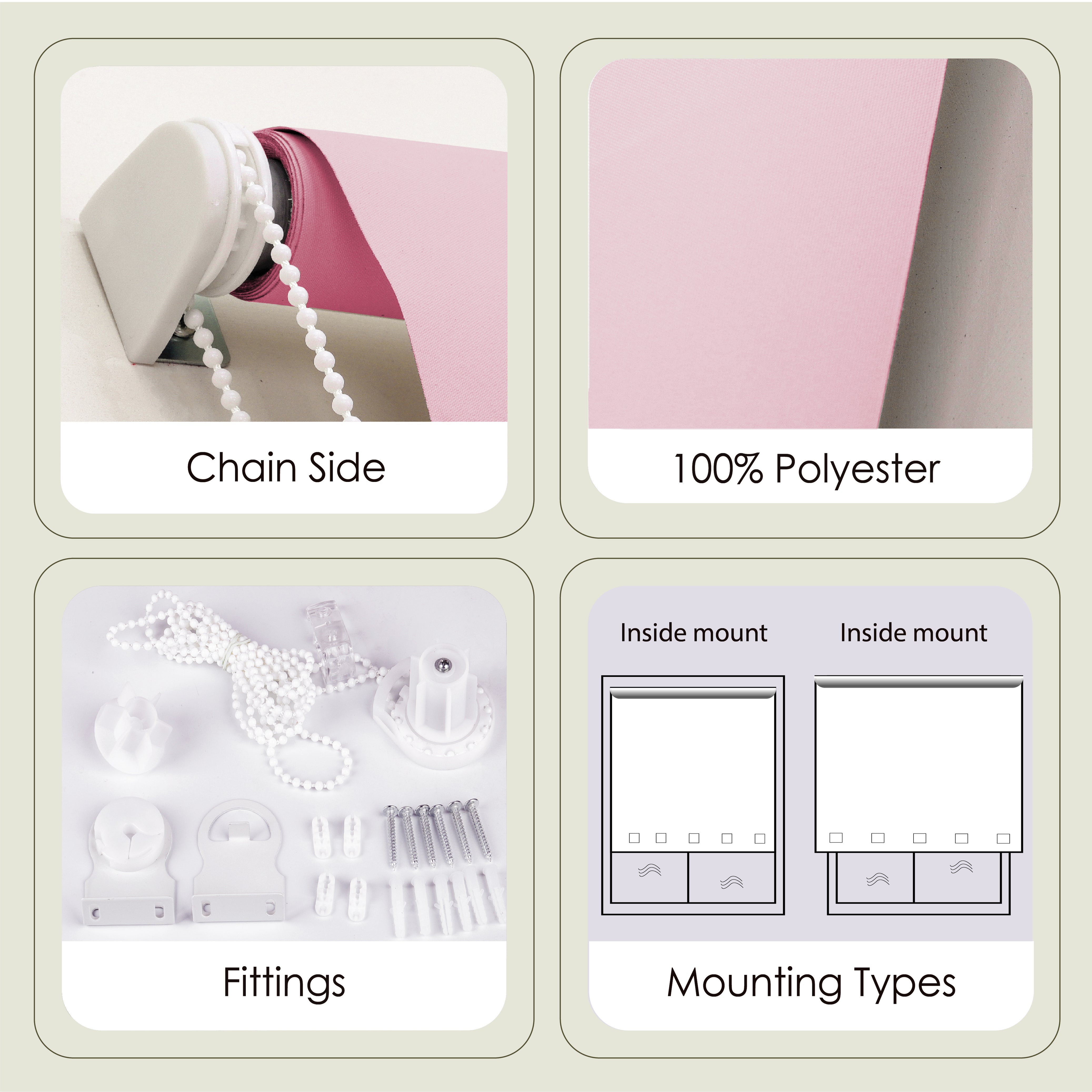 Pink Square Eyelet Blinds UK