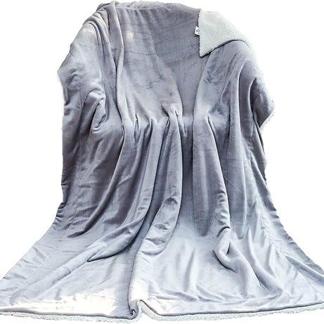 Funky gadgets Sherpa Fleece Silver grey Blanket Bed Throws Blankets For Sofas Fluffy Soft Thick Warm Blanket- Blanket Throws for Travel