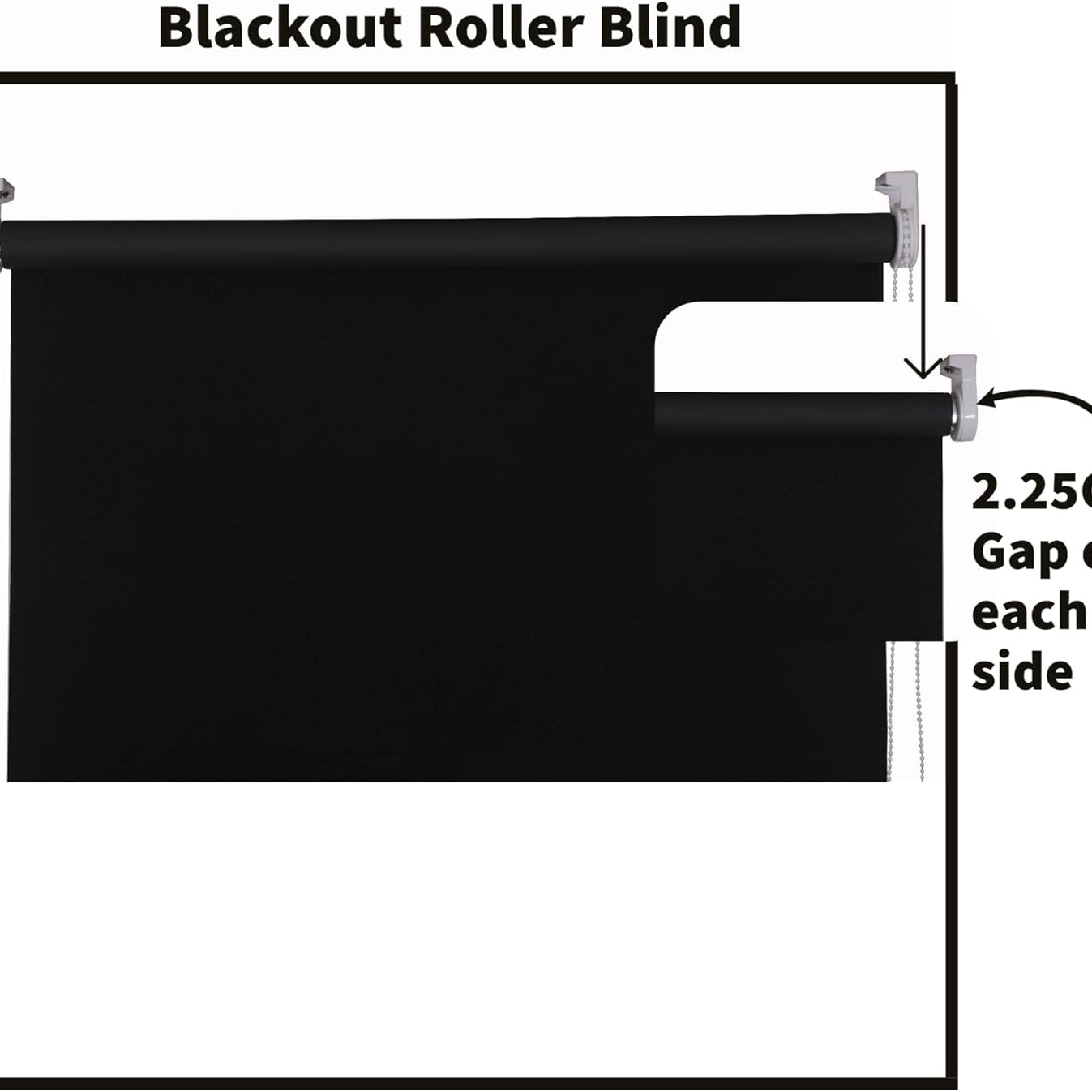 Funky Gadgets Roller Blinds Thermal Blackout Roller Blind, Easy Fit Child Safe Trimmable UV Protection Home Office Window Blinds, Black Blinds