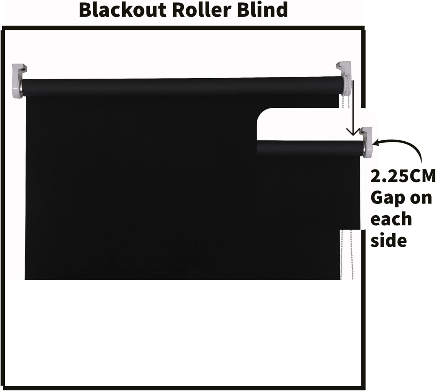 Funky Gadgets Roller Blinds Thermal Blackout Roller Blind, Easy Fit Child Safe Trimmable UV Protection Home Office Window Blinds, Black Blinds