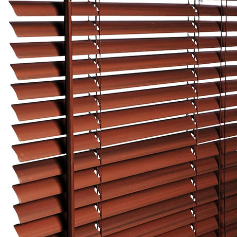 PVC wood grain effect blinds-Windows Blinds Treatments Easy Fit Curtains Trimmable Fittings Home Office - Walnut