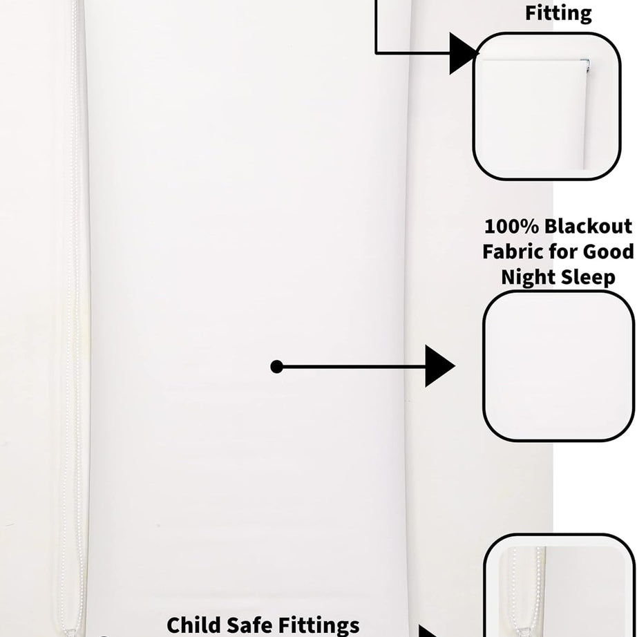 Funky Gadgets Roller Blinds Thermal Blackout Roller Blind, Easy Fit Child Safe Trimmable UV Protection Home Office Window Blinds, Cream Blind