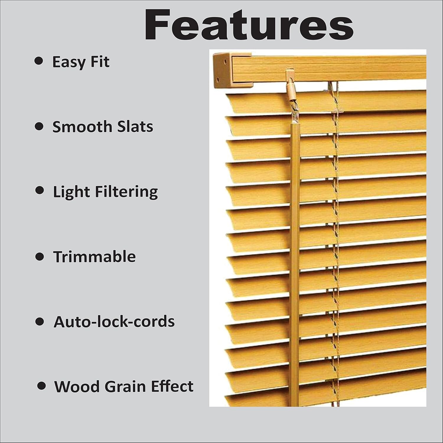 PVC wood grain effect blinds-Windows Blinds Treatments Easy Fit Curtains Trimmable Fittings Home Office - Teak