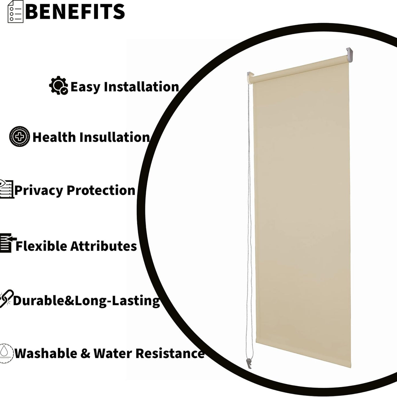 Funky Gadgets Roller Blinds Thermal Blackout Roller Blind, Easy Fit Child Safe Trimmable UV Protection Home Office Window Blinds, Cappuccino