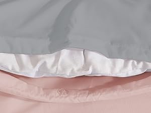 Soft Brushed Microfiber Plain Dyed Duvet Cover Sets with Pillow Cases- Reversible Bedding Quilt Cover Set (Blush Pink & Grey)