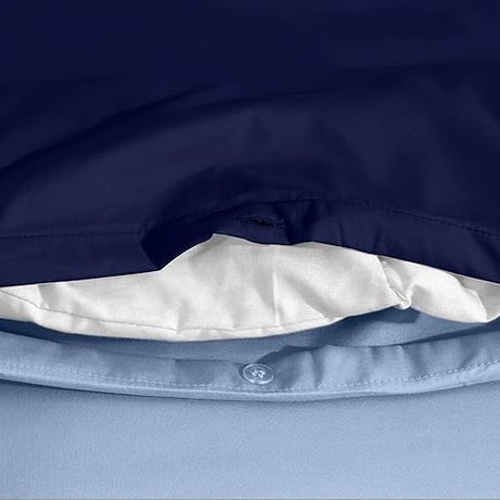 funky gadgets Duvet Cover Set – Soft Brushed Microfiber Plain Dyed Duvet Cover Sets with Pillow Case- Reversible Bedding Quilt Cover Set (Navy & Blue, Double)