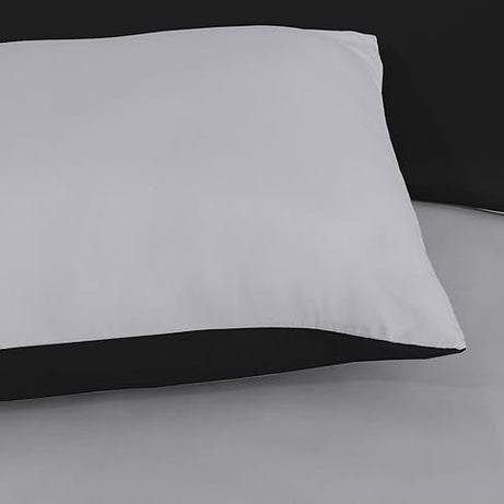 funky gadgets Double Duvet Set – Soft Brushed Microfiber Plain Dyed Duvet Cover Sets with Pillow Cases- Reversible Bedding Quilt Cover Set (Black & Grey)