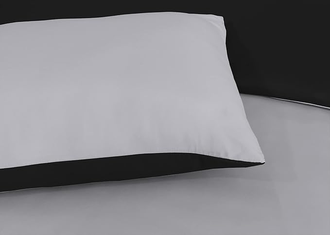 funky gadgets Double Duvet Set – Soft Brushed Microfiber Plain Dyed Duvet Cover Sets with Pillow Cases- Reversible Bedding Quilt Cover Set (Black & Grey)