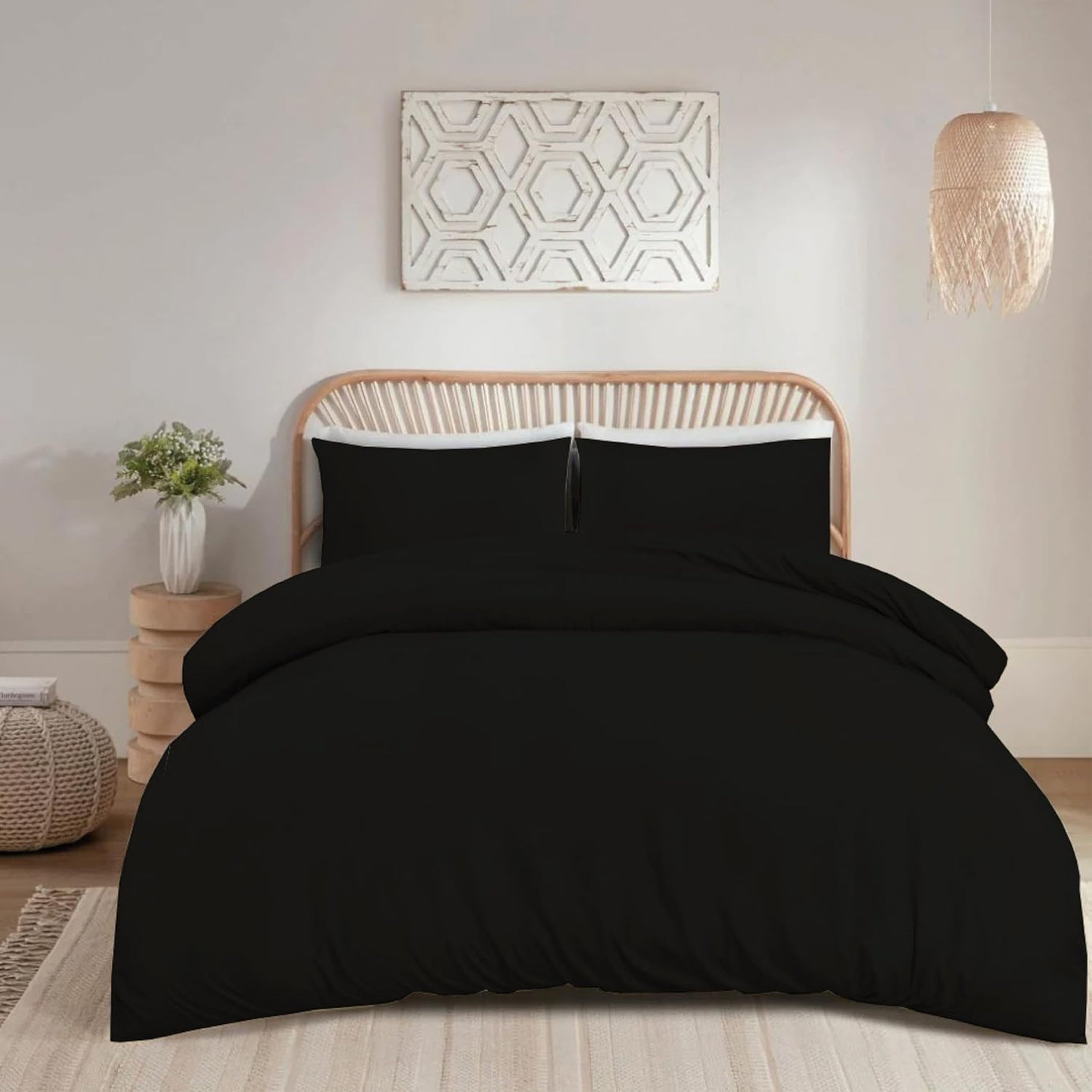 funky gadgets Duvet Cover Sets Black - Soft Brushed Microfiber Plain Dyed Duvet Cover Sets with Pillow Cases- Bedding Quilt Cover Set.