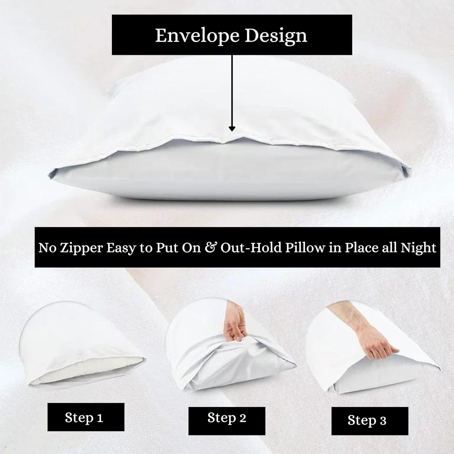 Funky Gadgets Pillow Cases 4 Pack White 200 Thread Count 100% Egyptian Cotton Pillowcases, Soft Breathable & Hypoallergenic Envelope Closure Pillow Covers