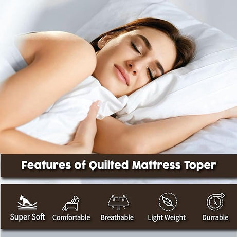 Funky Gadgets Quilted Small Double Mattress Protector 30 Cm Extra Deep Stretch Skirt, Anti-Allergy Microfiber Mattress Topper, Breathable Fitted Mattress Cover Not Waterproof For 4FT Bed