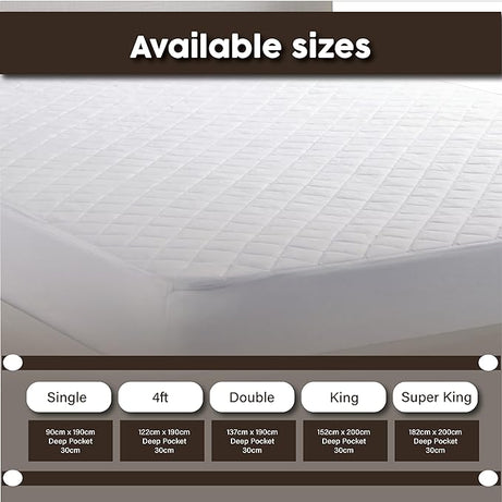 Funky Gadgets Quilted Small Double Mattress Protector 30 Cm Extra Deep Stretch Skirt, Anti-Allergy Microfiber Mattress Topper, Breathable Fitted Mattress Cover Not Waterproof For 4FT Bed