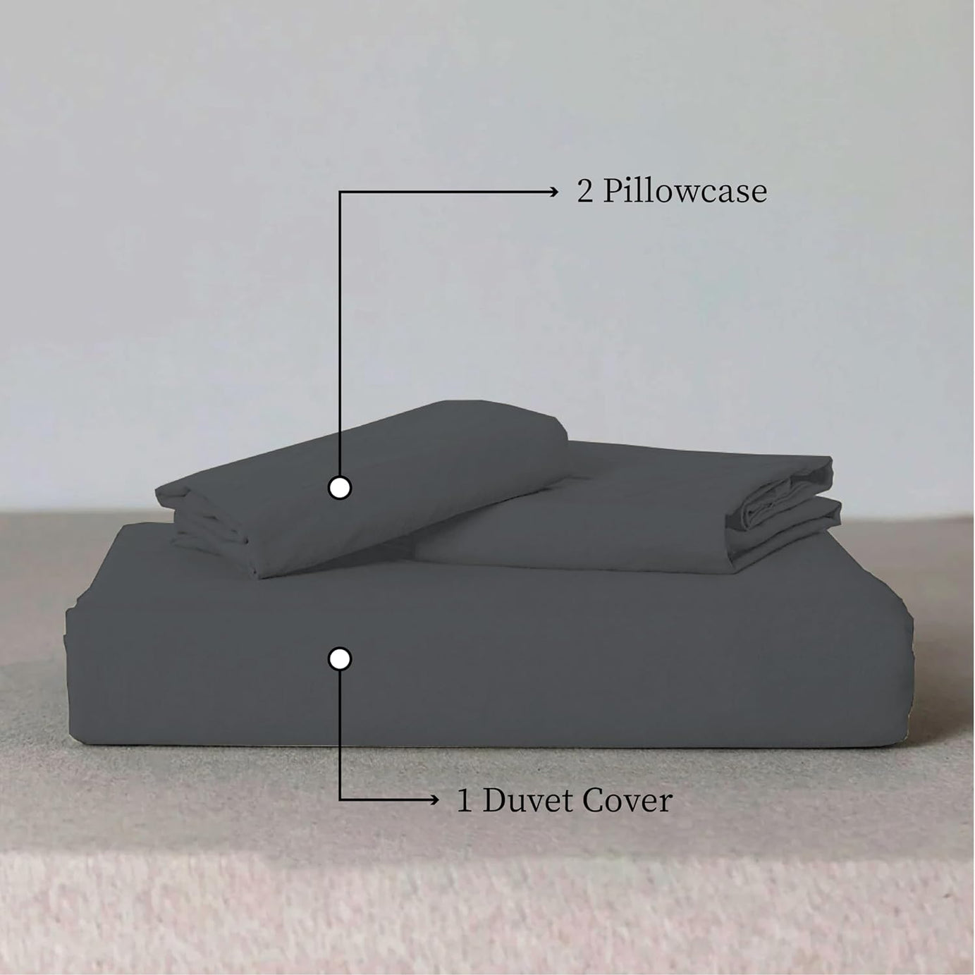 Duvet Cover Set – Soft Brushed Microfiber Plain Dyed Duvet Cover Sets with Pillow Case- Bedding Quilt Cover Set Charcoal