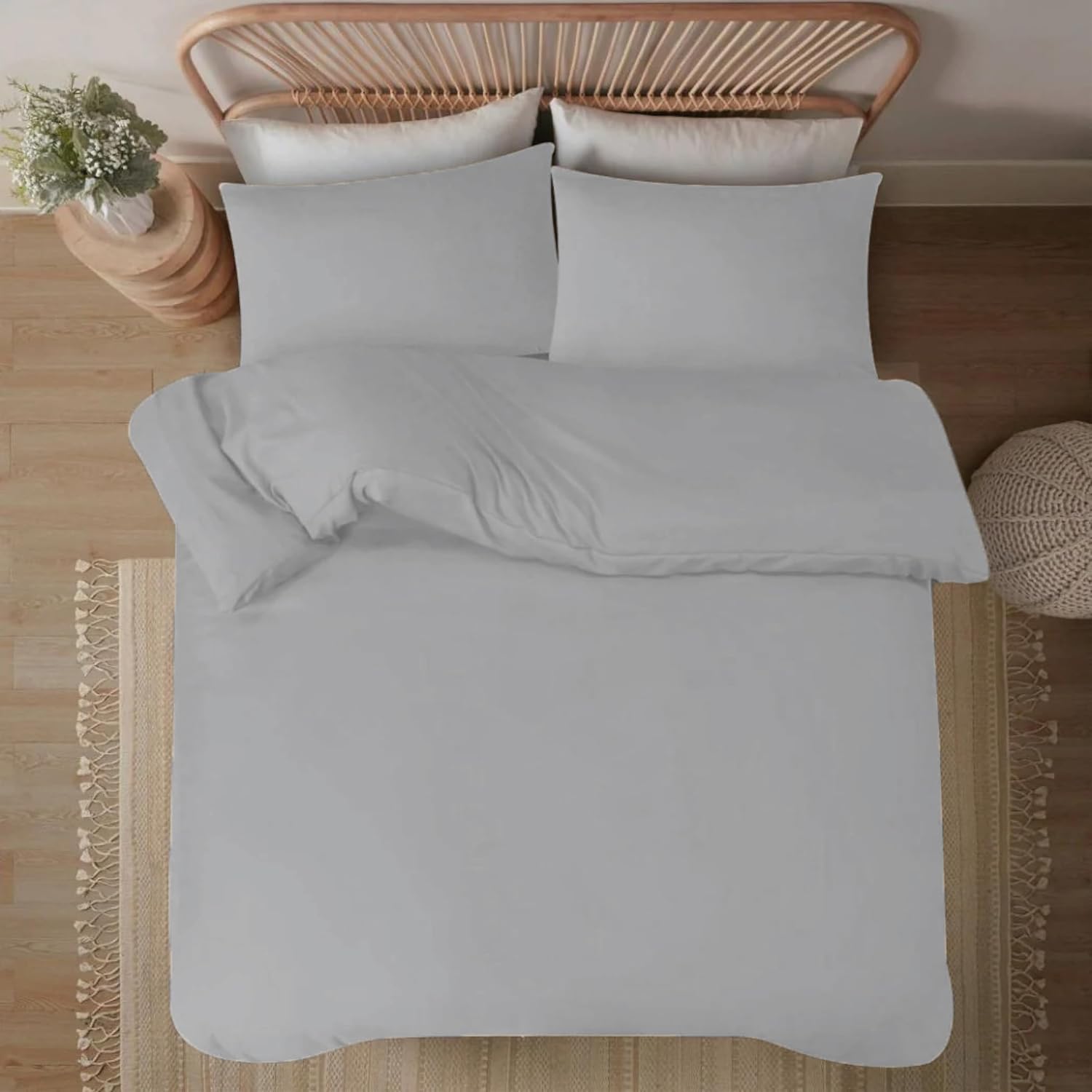 Duvet Cover Sets- Soft Brushed Microfiber Plain Dyed Duvet Cover Sets with Pillow Cases- Bedding Quilt Cover Set