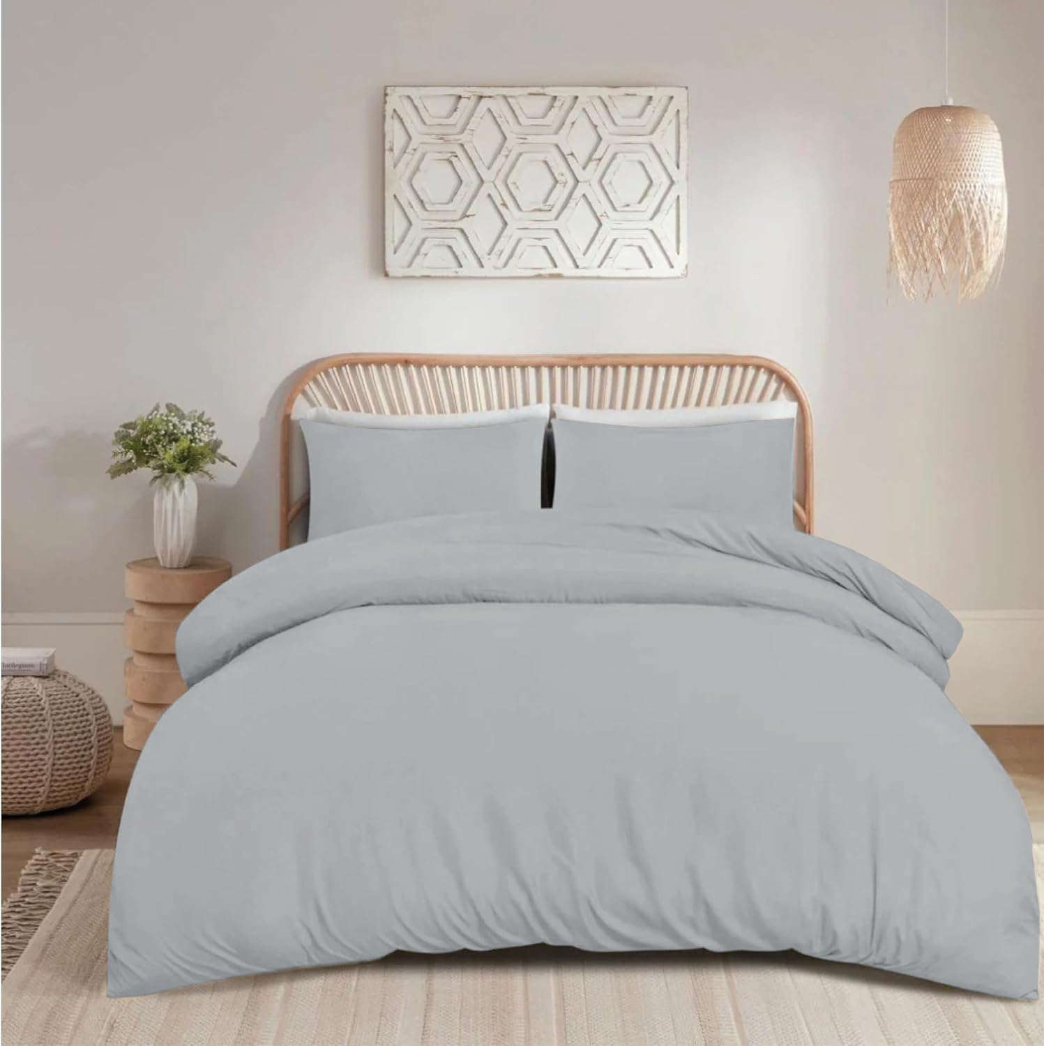 Duvet Cover Sets- Soft Brushed Microfiber Plain Dyed Duvet Cover Sets with Pillow Cases- Bedding Quilt Cover Set