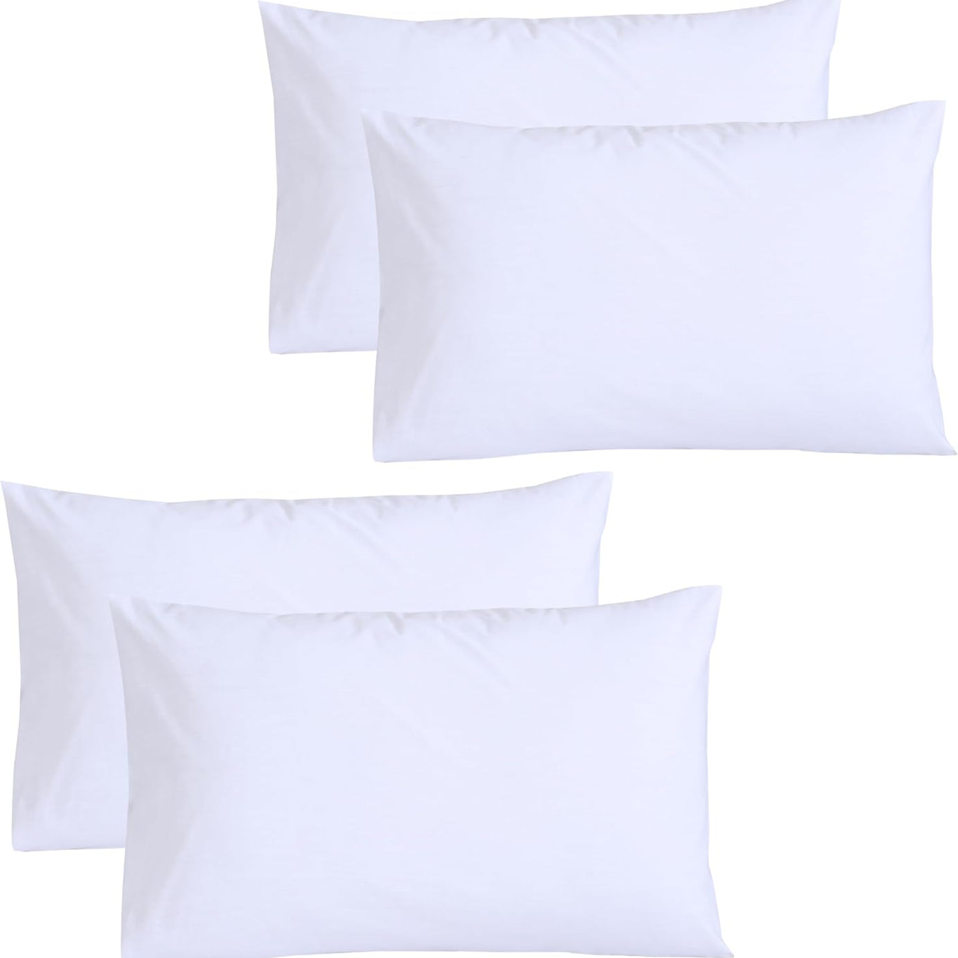 Funky Gadgets Pillow Cases 4 Pack White 200 Thread Count 100% Egyptian Cotton Pillowcases, Soft Breathable & Hypoallergenic Envelope Closure Pillow Covers