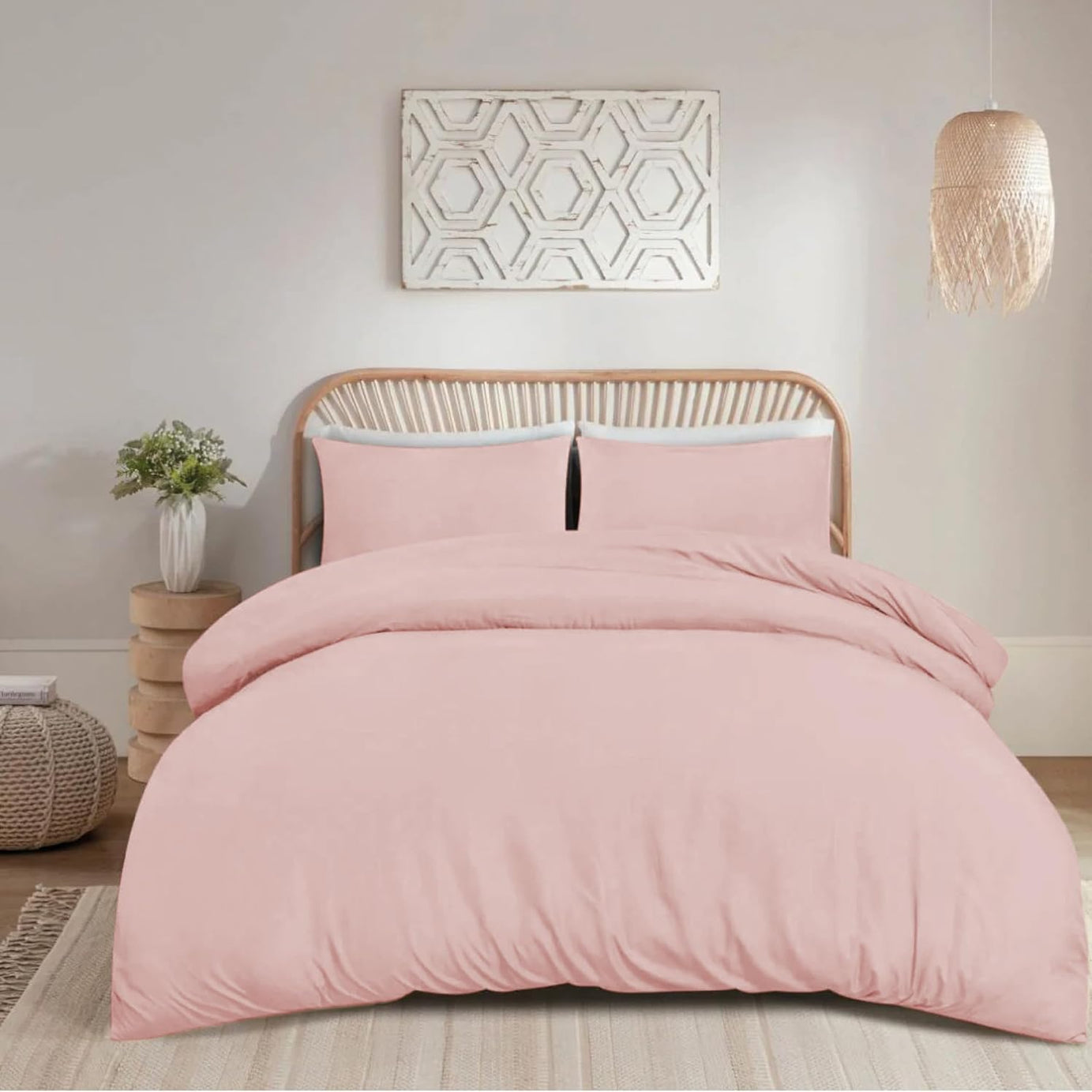 funky gadgets King Size Duvet Cover Sets Blush PInk - Soft Brushed Microfiber Plain Dyed Duvet Cover Sets with Pillow Cases- Bedding Quilt Cover Set.