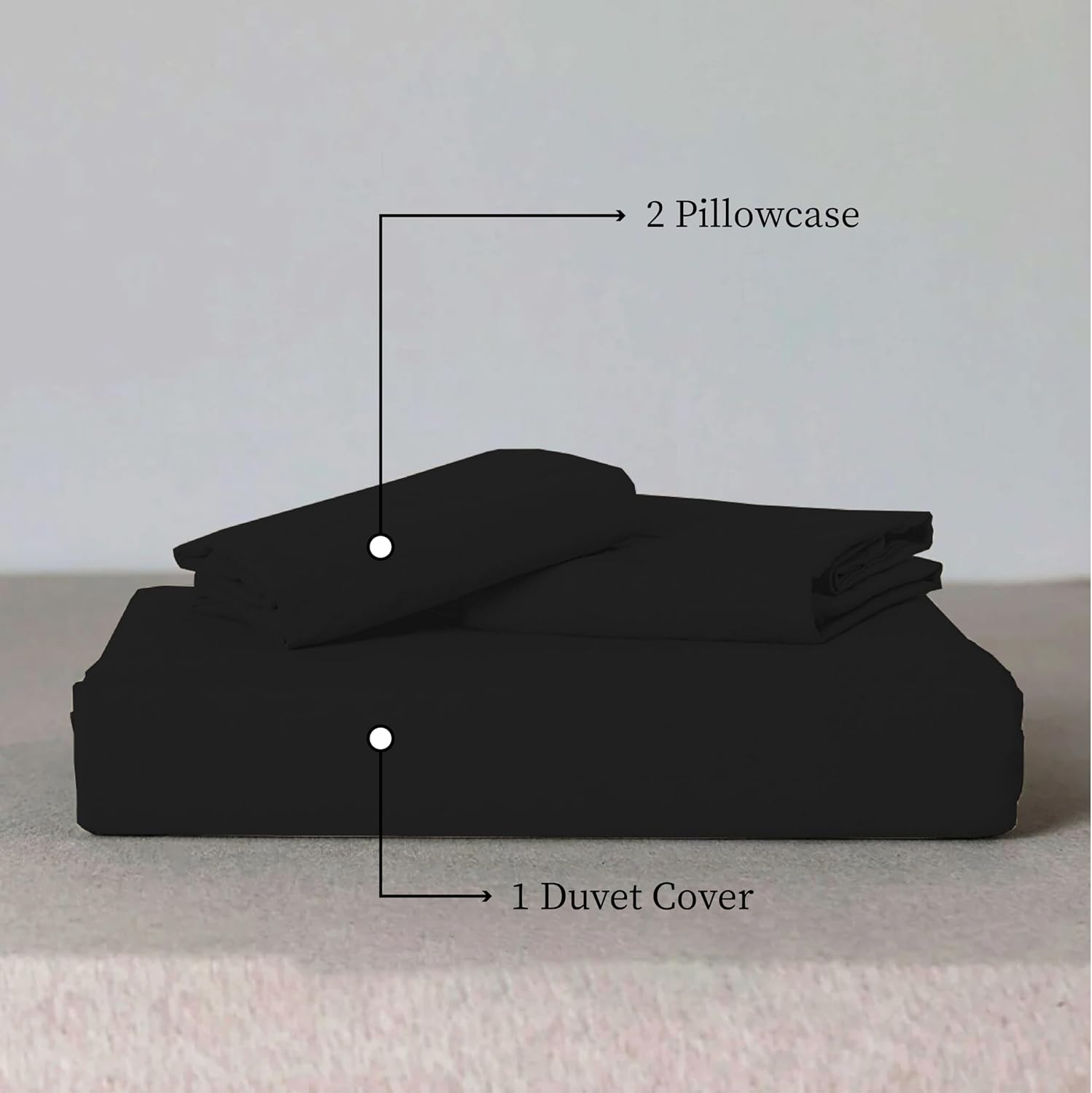 funky gadgets Duvet Cover Sets Black - Soft Brushed Microfiber Plain Dyed Duvet Cover Sets with Pillow Cases- Bedding Quilt Cover Set.