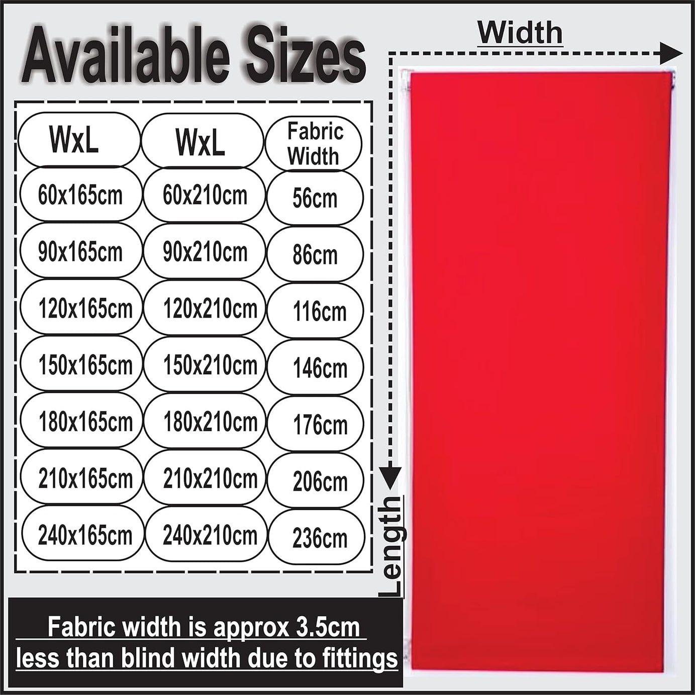 Funky Gadgets Roller Blinds Thermal Blackout Roller Blind, Easy Fit Child Safe Trimmable UV Protection Home Office, Kitchen Window Blinds, Red Blind