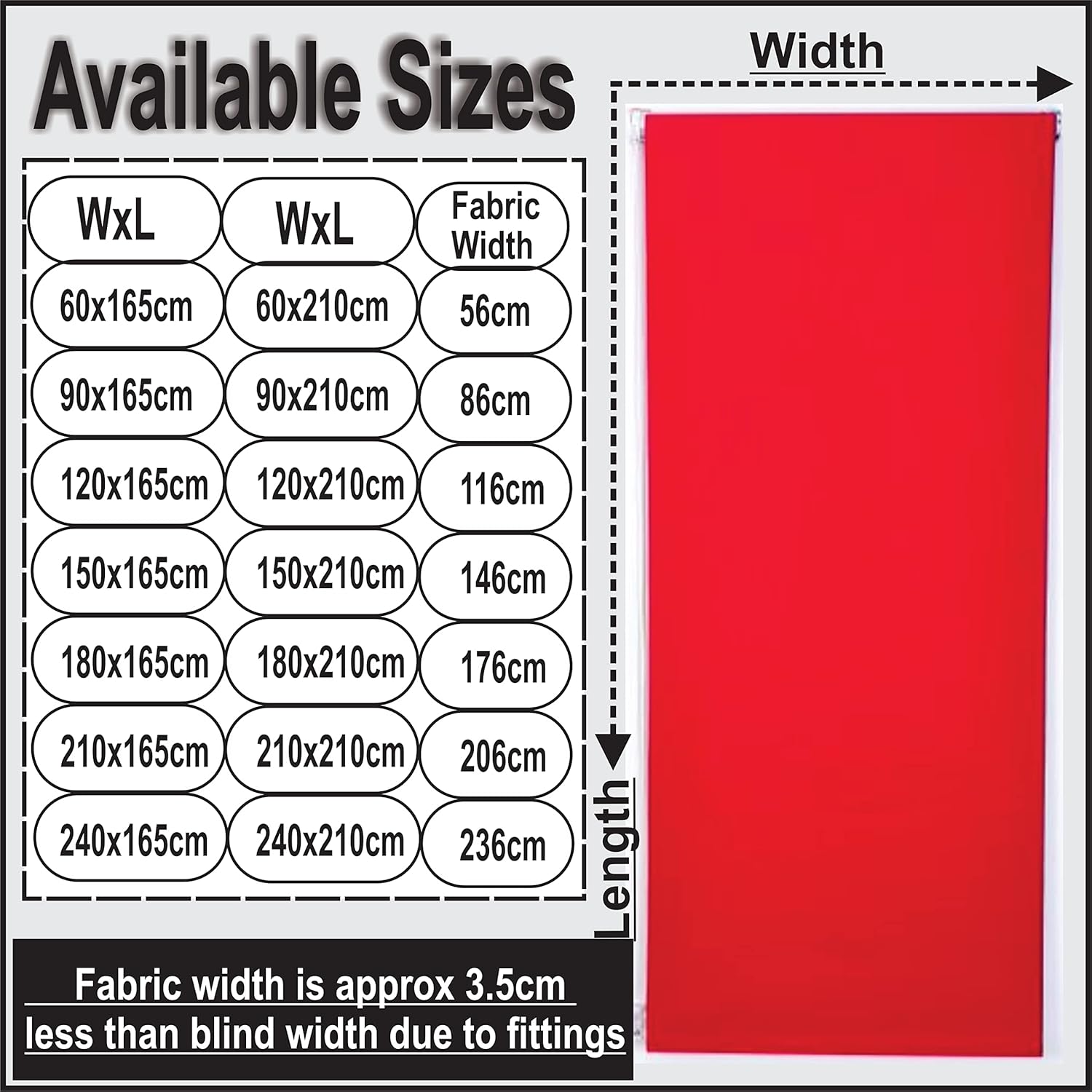 Funky Gadgets Roller Blinds Thermal Blackout Roller Blind, Easy Fit Child Safe Trimmable UV Protection Home Office, Kitchen Window Blinds, Red Blind