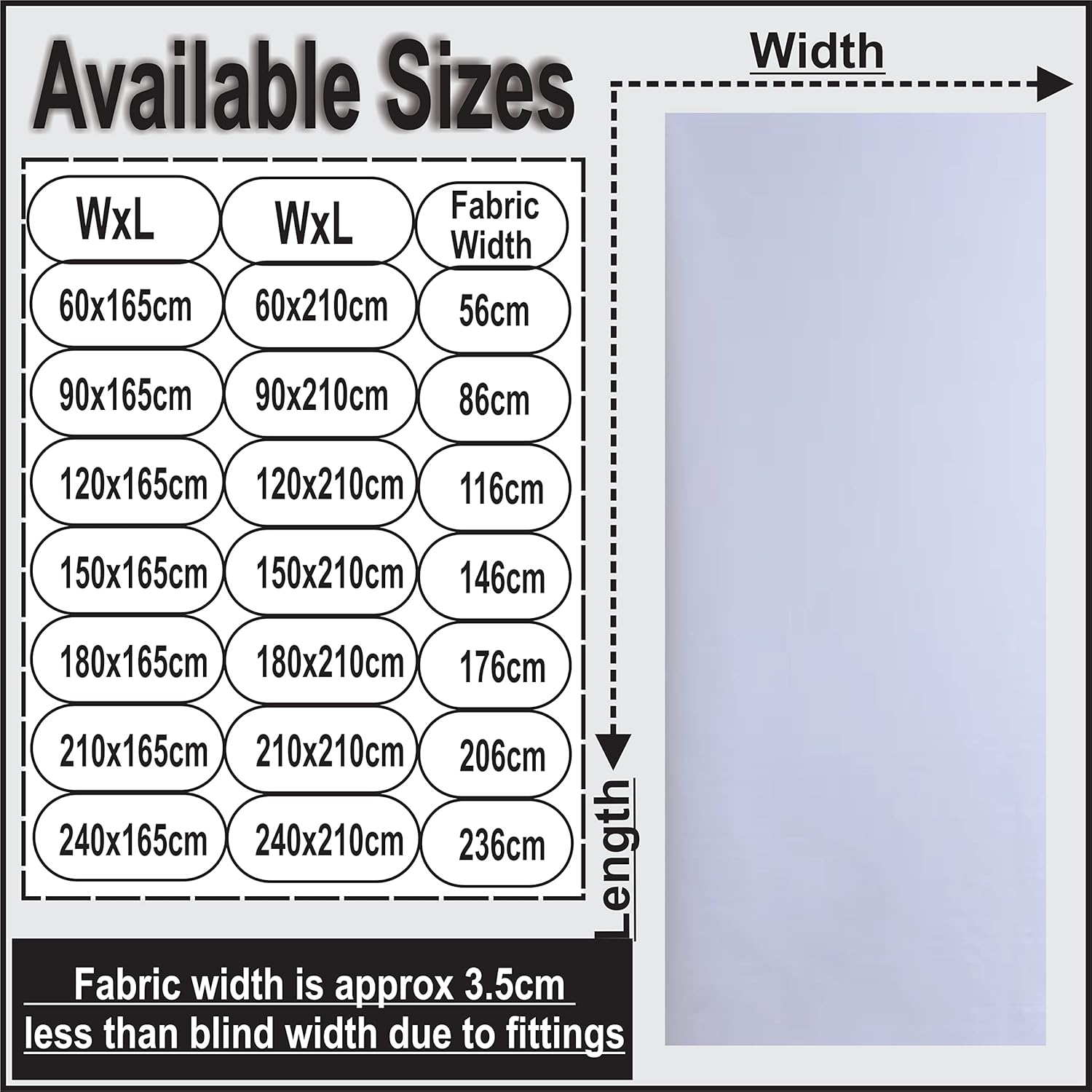 Funky Gadgets Roller Blinds Thermal Blackout Roller Blind, Easy Fit Child Safe Trimmable UV Protection Home Office Window Blinds, White Blinds