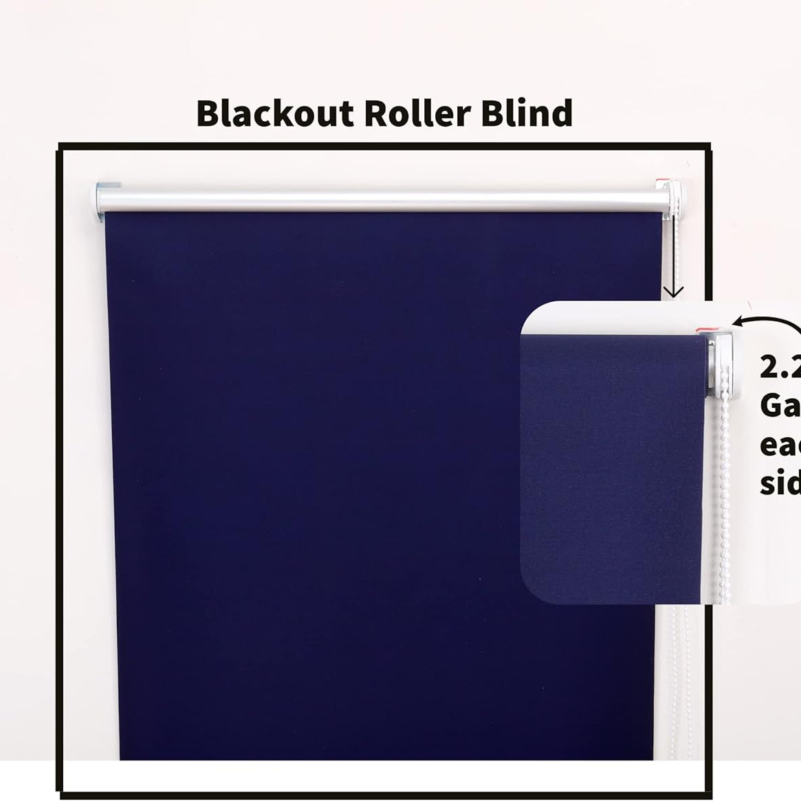 Funky Gadgets Roller Blinds Thermal Blackout Roller Blind, Easy Fit Child Safe Trimmable UV Protection Home Office Window Blinds, Navy Blind