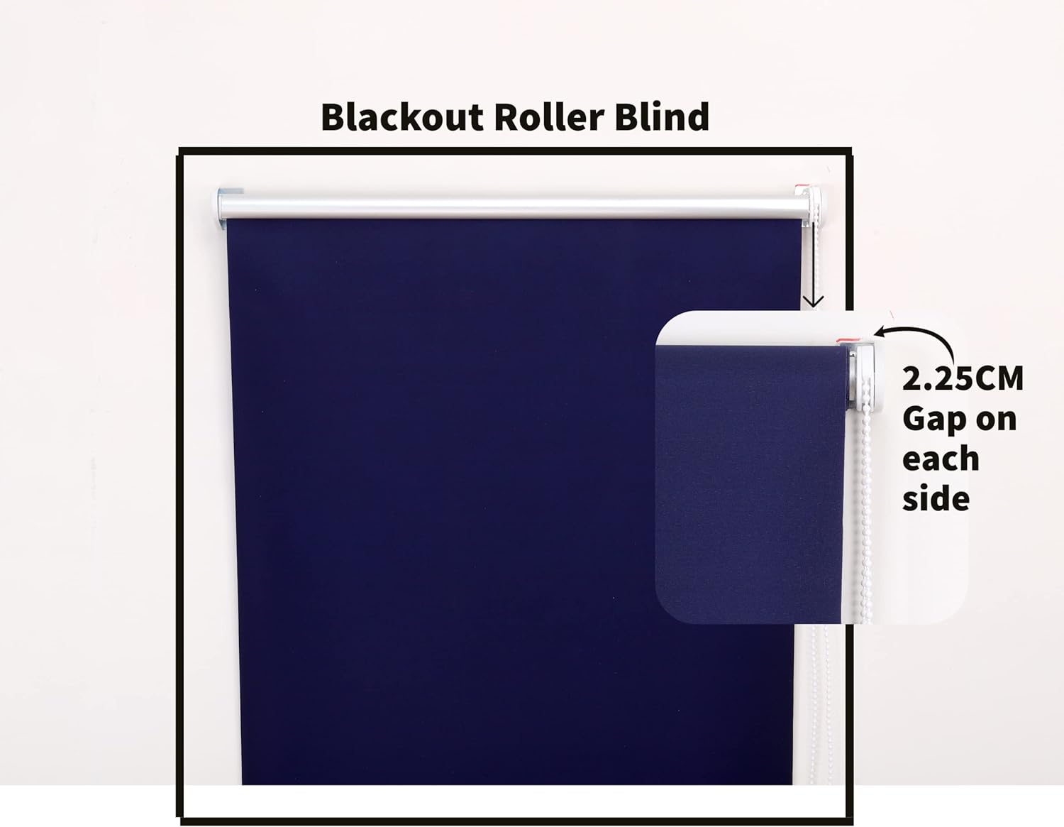 Funky Gadgets Roller Blinds Thermal Blackout Roller Blind, Easy Fit Child Safe Trimmable UV Protection Home Office Window Blinds, Navy Blind