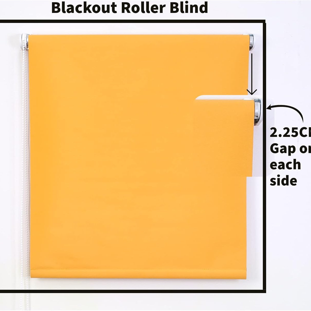 Funky Gadgets Roller Blinds Thermal Blackout Roller Blind, Easy Fit Child Safe Trimmable UV Protection Home Office Window Blinds, Ochre/Yellow Blind