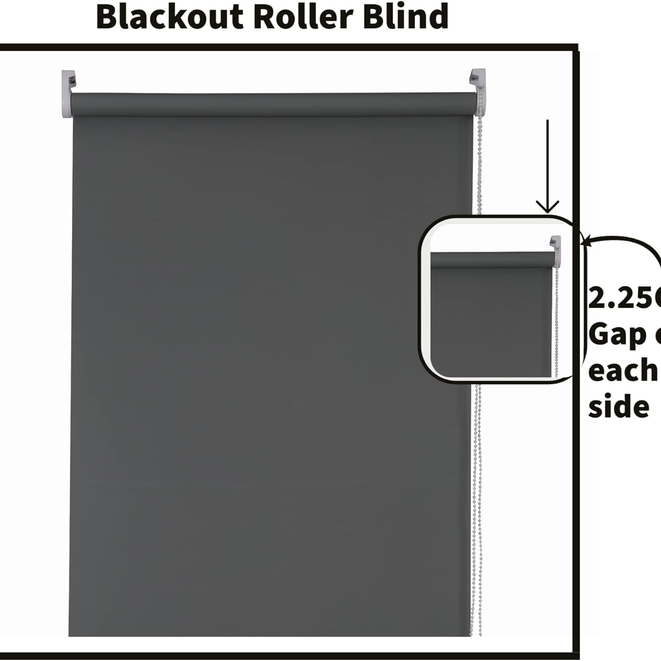 Funky Gadgets Blackout Roller Blinds Window Shades Easy Fit Thermal Roller Blind 3 Pass Black Out Fabric for Room Darkening Trimmable Child Safe Metal Tube Charcoal Grey