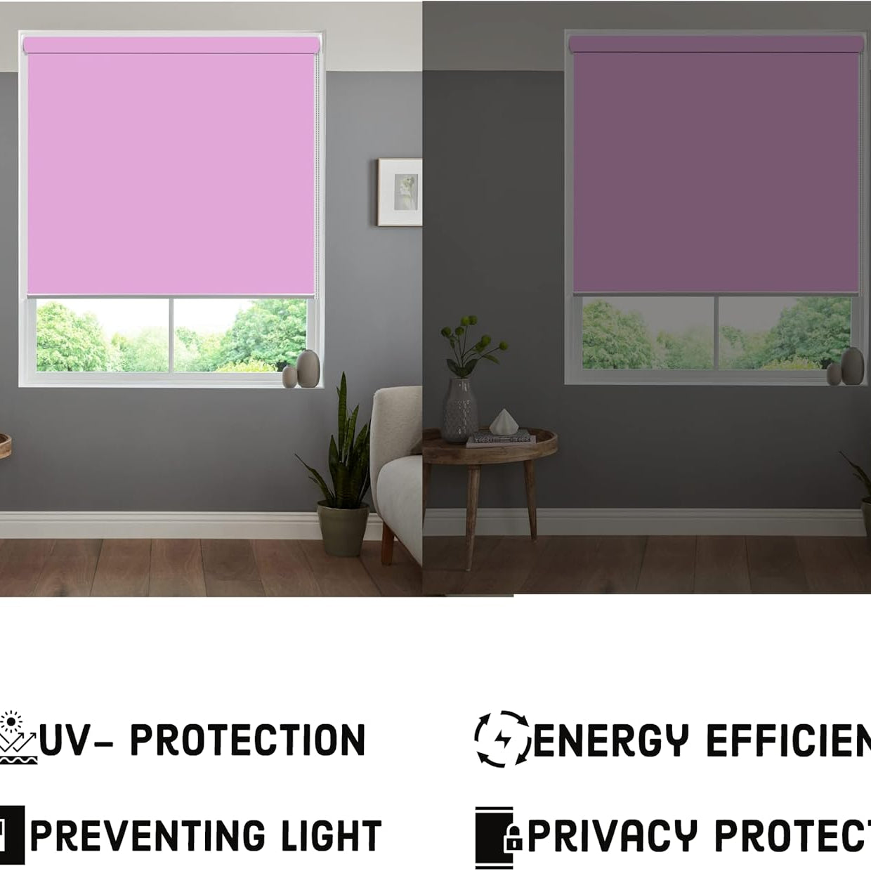 Funky Gadgets Roller Blinds Thermal Blackout Roller Blind, Easy Fit Child Safe Trimmable UV Protection Home Office Window Blinds, Pink Blind