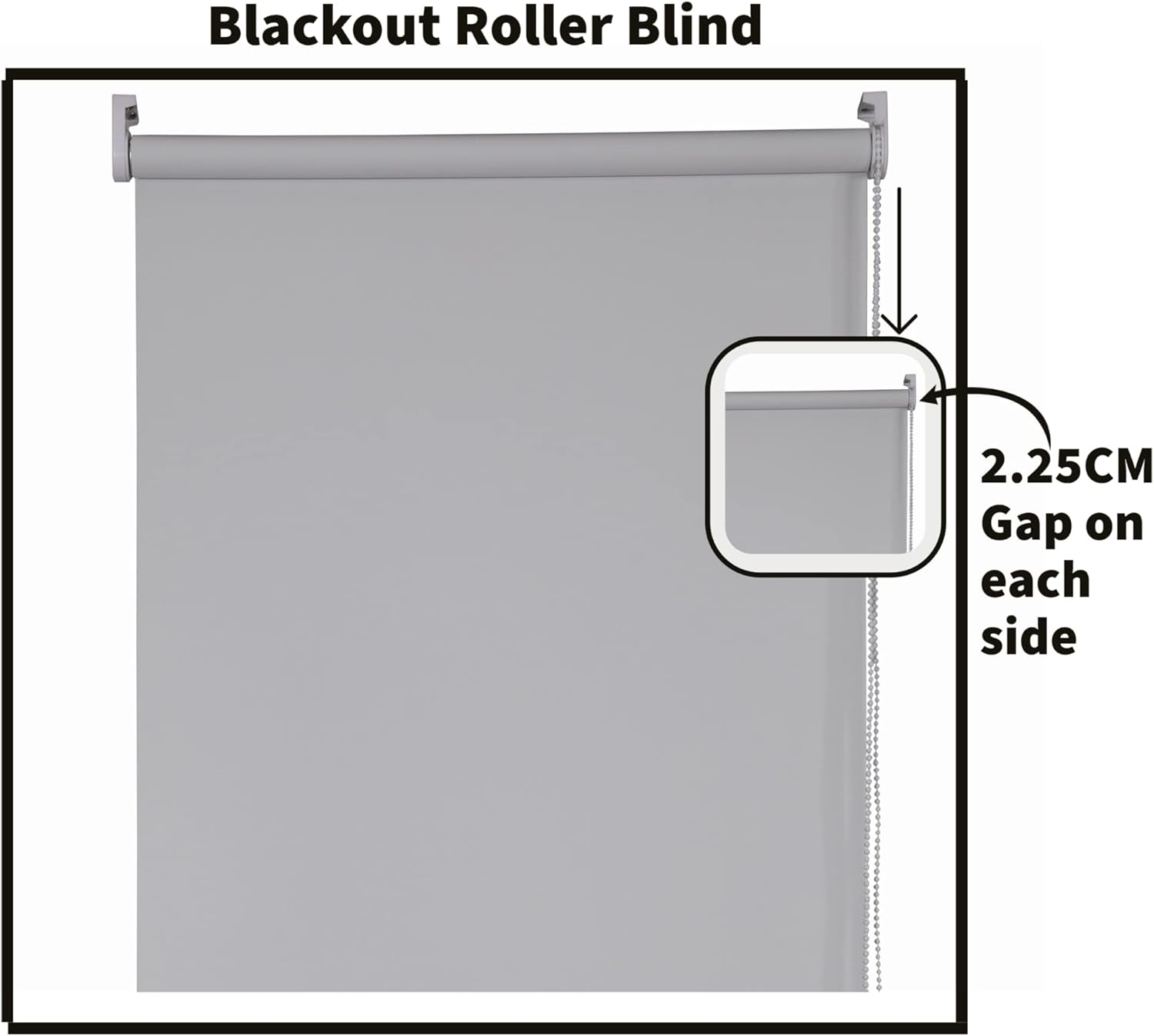 Funky Gadgets Roller Blinds Thermal Blackout Roller Blind, Easy Fit Child Safe Trimmable UV Protection Home Office Window Blinds, Grey Blind